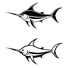 Custom Marlin Fishing Logo Design - Unique Hand-Drawn Artwork