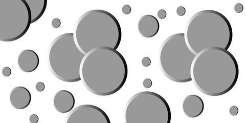 Polka dot abstract texture seamless pattern. Gray simple geometric background with flying circles in shine hard light with contrast gray shadows. background with circles, Backgound Bubbles, 