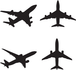 silhouette of clean vector Airplane set isolated on white background