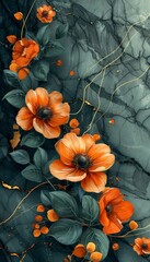 A sophisticated card design for wedding invitations with a frame of watercolor flowers and leaves