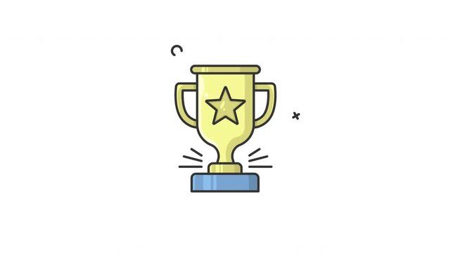 motion graphic of trophy icon animation video, champion symbol animated icon in alpha channel and loopable element