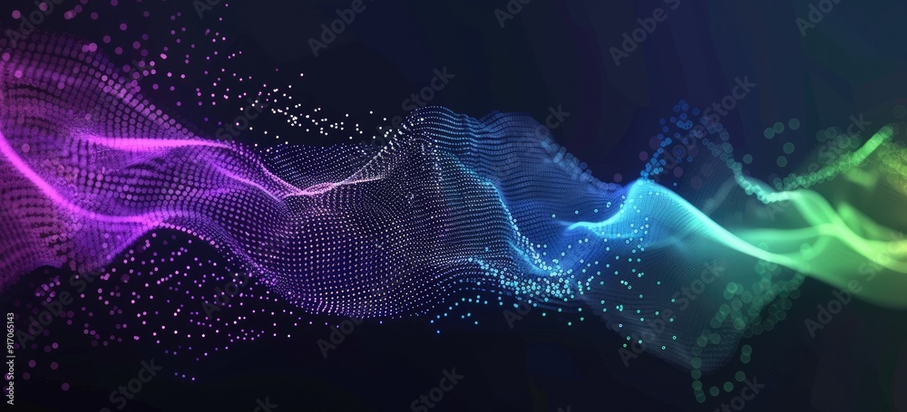 Wall mural abstract digital background with blue, purple and green color data visualization in vector style for