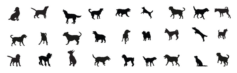  set of dog silhouettes.