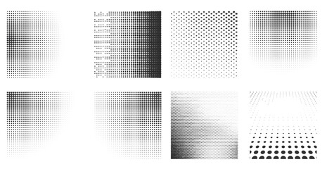 halftone radial gradient effect background set design