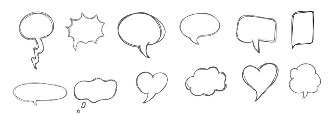 Speech bubble colorful set. Hand drawn doodle