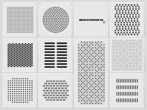 Metal grill pattern. speaker hole design set. ventilation panel, hard surface mesh collection.