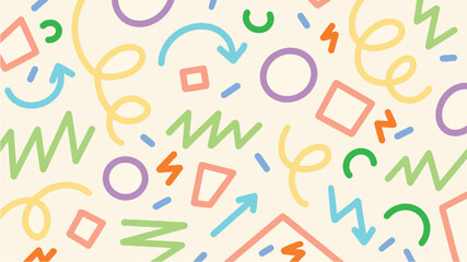Fun colorful set of abstract doodle lines. Creative collection of minimalist symbols for creative projects.