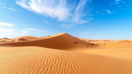 Fototapeta premium Desert Landscape with Blue Sky and Sand Dunes