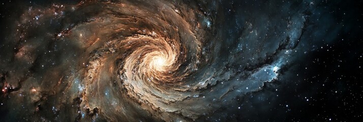 Fototapeta premium Captivating Spiral Galaxy Vortex: An Astronomical Photograph Featuring Intricate Details of Stars and Nebulae for Space Theme Projects and Research
