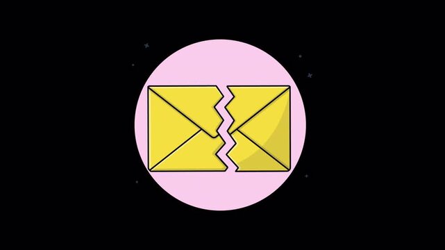 Torned Mail Envelope. Newsletter Concept Animation Video - Transparent