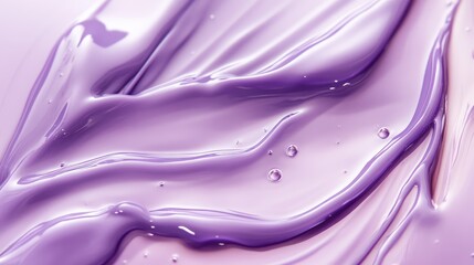 Obraz premium Light purple purple gel texture with drops and waves on a soft background. Liquid beauty product. Generation of Ai