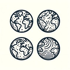Obraz premium Collection of freehand world map sketch on globe. 