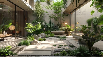 Home garden with plants
