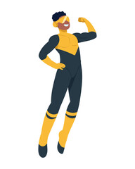 superhero with glasses and posing