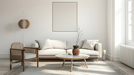 Interior poster mock up living room