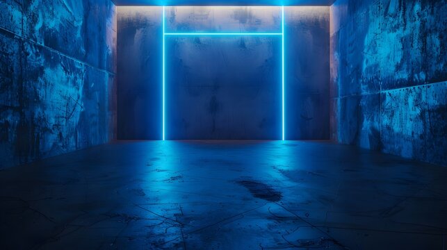 "Electric Blue Gas Station Flooring. Futuristic Design Concept"