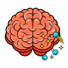 top view of brain, vector art,