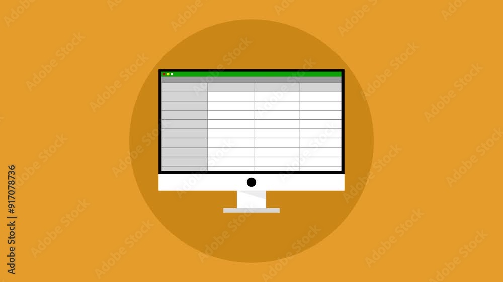 Poster animation of a computer opening a spreadsheet program