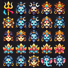 Shiva-themed Pixel Art RPG Sprite Sheet