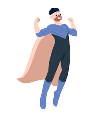 superhero standing with cape waving in the wind