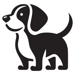 Dog black Silhouette vector art Illustration with white background