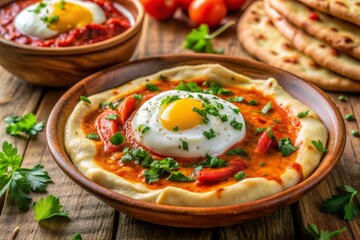 Rich colors of cilbir with tomato sauce