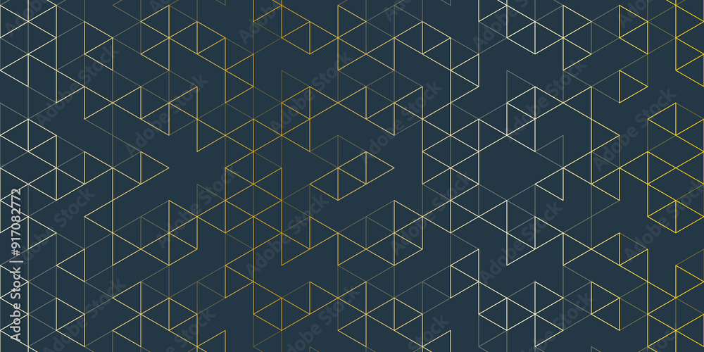 Poster Abstract seamless pattern with a geometric background of polygonal golden lines. Stylish texture