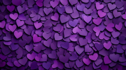 A vibrant background of purple hearts creates a romantic and playful atmosphere, perfect for any themed design project.