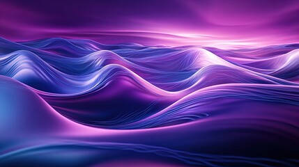 Dreamy Surreal Landscape Poster: Intricate Waves of Purple and Blue Light Reflections for a Stunning Sports Interior Upgrade
