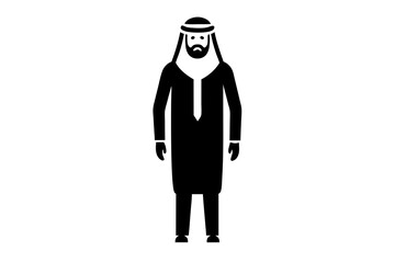  Silhouette vector design of saudi man full body icon on white background