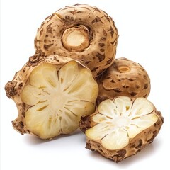 Fresh sliced konjac root.