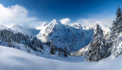 tranquil winter alpine landscape, AI generated