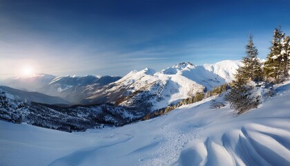 tranquil winter alpine landscape, AI generated