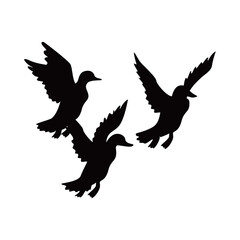 Canada goose silhouette design. wild duck flying in group.