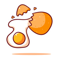 Breaking Egg Cartoon Vector. Food And Beverage Concept Design Illustration.  Icon Illustration Isolated White Background.