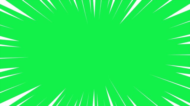 Abstract speed line burst on green screen background