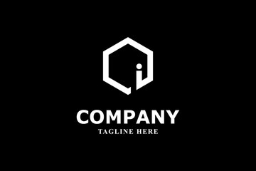 letter i and hexagon monogram logo