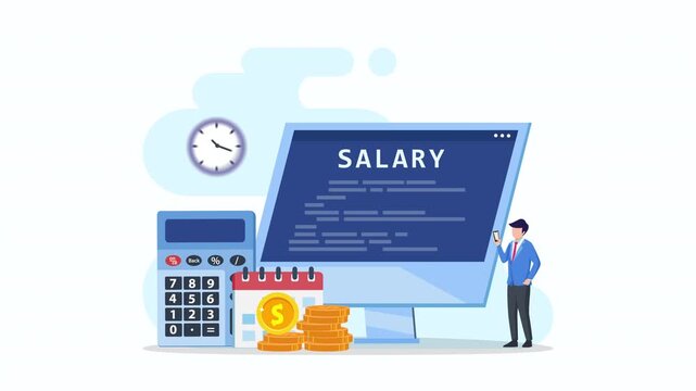 Salary vector concept. 2d video animation 4k clip.