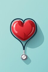 A creative illustration of a red heart shaped like a stethoscope, symbolizing love and healthcare.