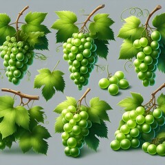 Generative AI A detailed view of grapes on the vine, featuring realistic textures and colors that emphasize their freshness. 