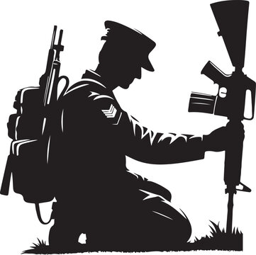 recommend clip art: Illustration of USA soldier Silhouette Vectors.