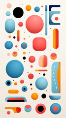 Colorful abstract composition of various geometric shapes, perfect for backgrounds or artistic presentations.