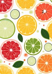 Abstract orange or lemon pattern illustration, isolate, white background, flat design, side view, modern theme, cartoon drawing, Split-complementary color scheme.