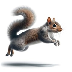 Generative AI  A squirrel flies through the air, embodying energy and motion in a dynamic display of nature.