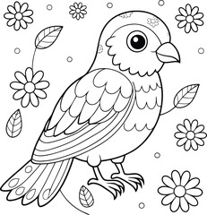 bird coloring page for kids line art illustration 