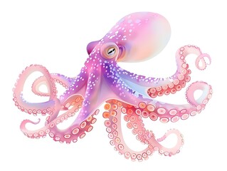 Fototapeta premium Vibrant Watercolor Octopus for Nursery or Home Decor