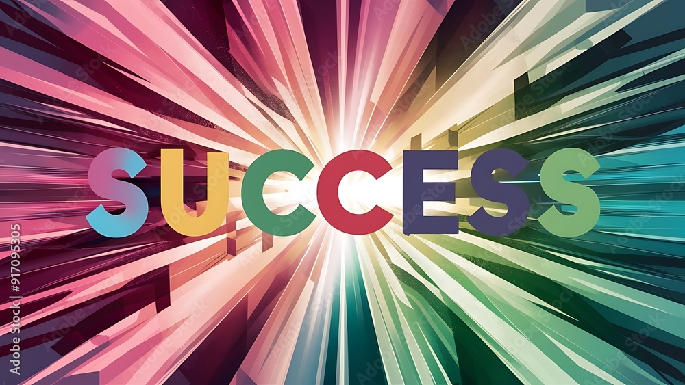 Wall mural Success is a mindset colorful background and text (T-shirt Design Motivational Quote, Illustration ,Typography)