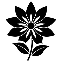 flower full icon black vector silhouettes white background