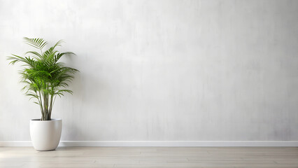 Background with simple white walls and plant