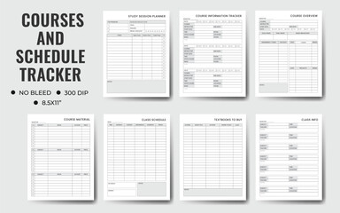 Course And Schedule Tracker. Study Planner, School, Collage, High School And Semester Planner.